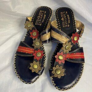 La Artiste Spring Step Santorini Leather Sandals size 39 EUR USA 8.5